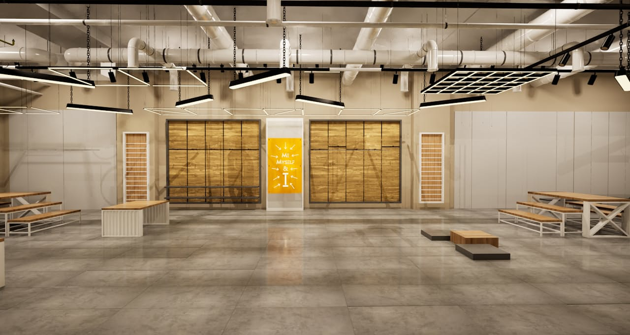 An empty commercial retail unit awaiting a tenant, with exposed ceiling and bare walls